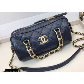 Chanel Shiny Lambskin Small Bowling Bag AS1899 Navy Blue 2020 (smjd-20091730)