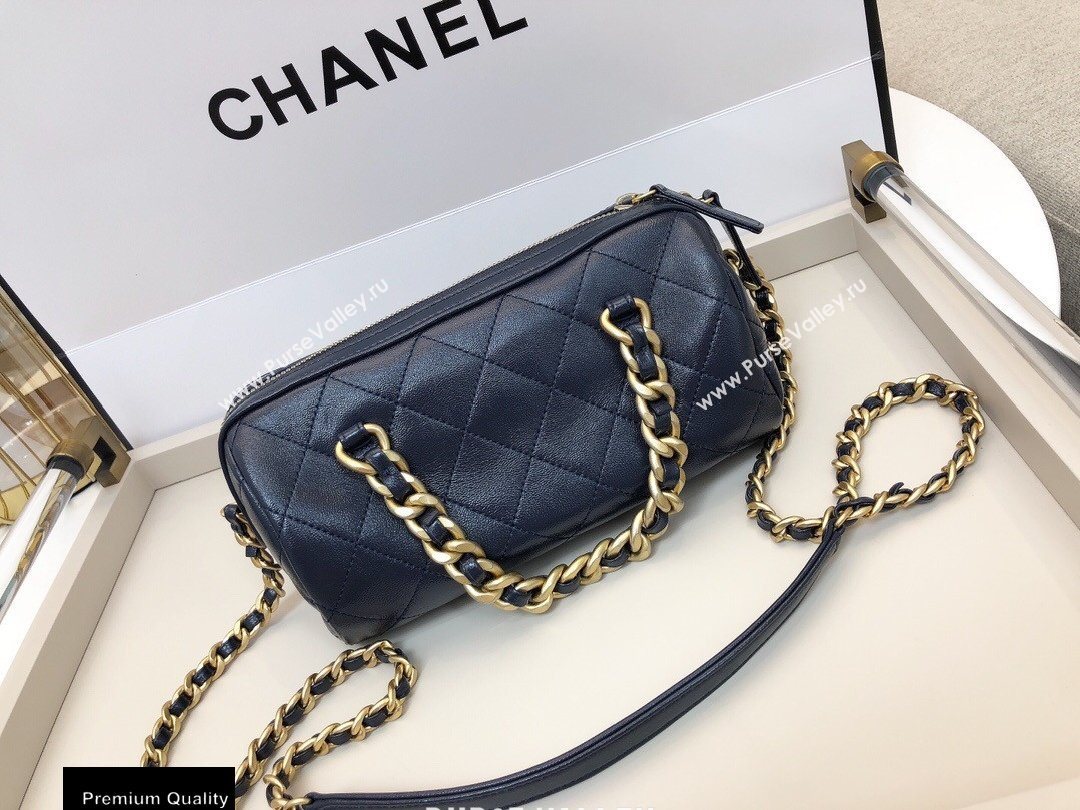 Chanel Shiny Lambskin Small Bowling Bag AS1899 Navy Blue 2020 (smjd-20091730)