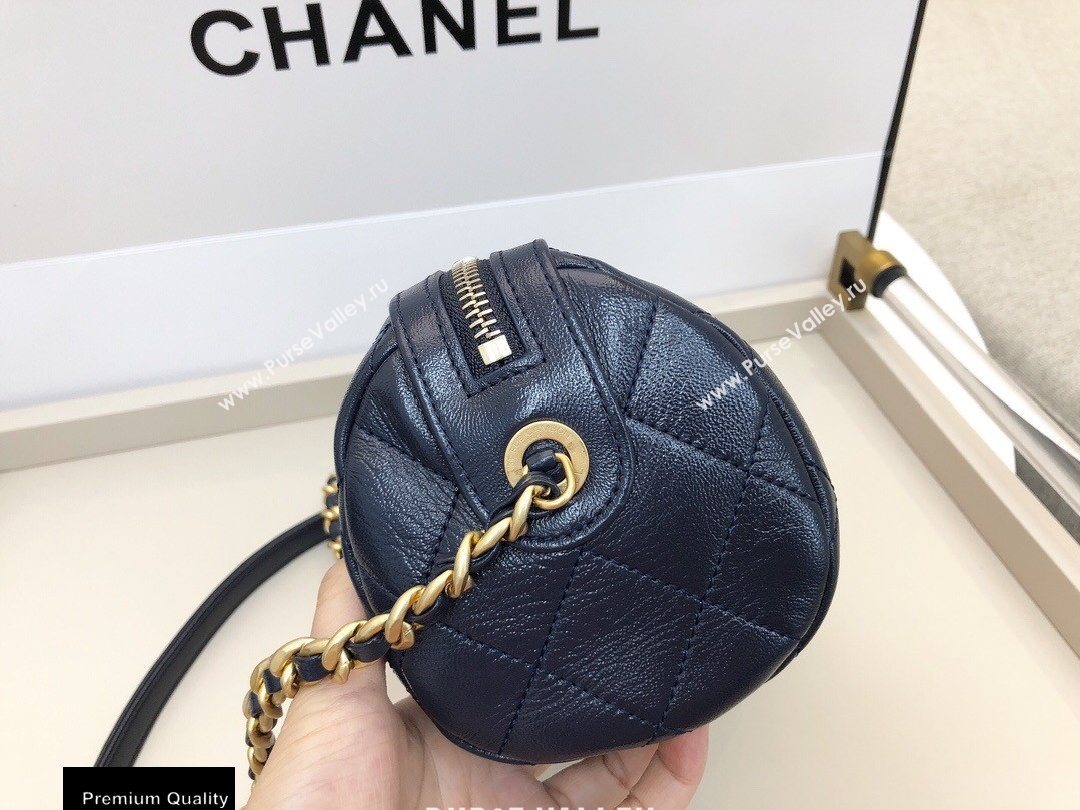 Chanel Shiny Lambskin Small Bowling Bag AS1899 Navy Blue 2020 (smjd-20091730)