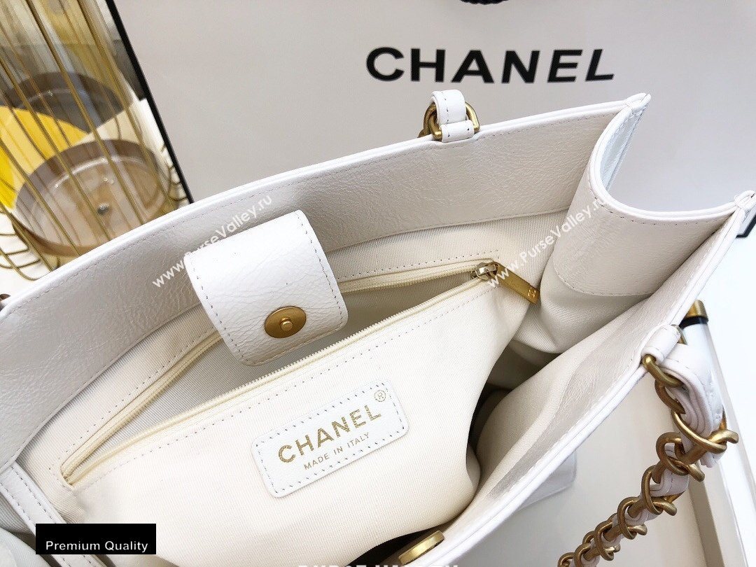 Chanel Shiny Aged Calfskin Vertical Shopping Tote Bag AS1945 White 2020 (smjd-20091718)