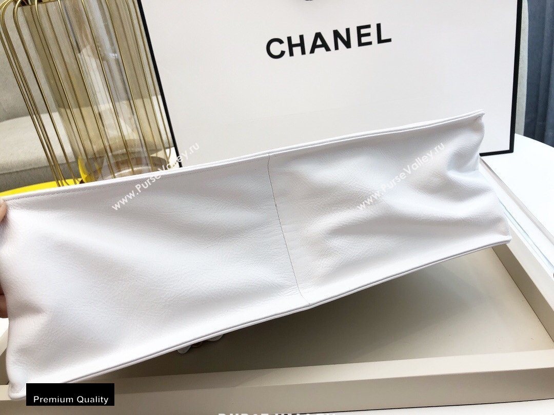 Chanel Shiny Aged Calfskin Horizontal Shopping Tote Bag AS1943 White 2020 (smjd-20091713)
