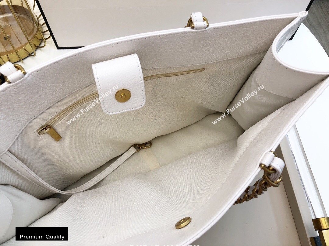 Chanel Shiny Aged Calfskin Horizontal Shopping Tote Bag AS1943 White 2020 (smjd-20091713)