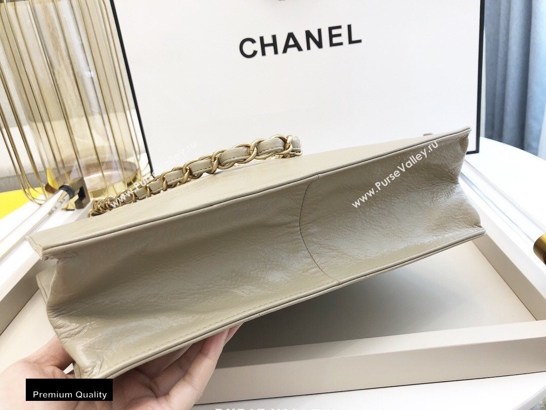 Chanel Shiny Aged Calfskin Vertical Shopping Tote Bag AS1945 Beige 2020 (smjd-20091719)