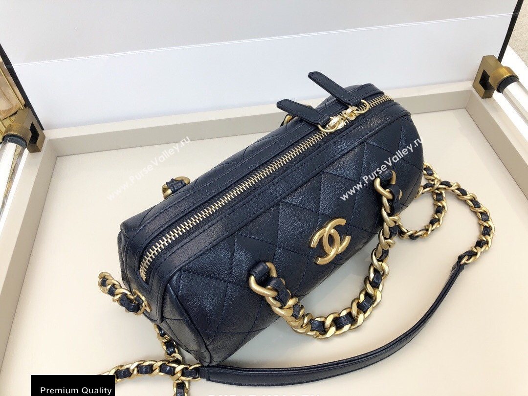Chanel Shiny Lambskin Small Bowling Bag AS1899 Navy Blue 2020 (smjd-20091730)