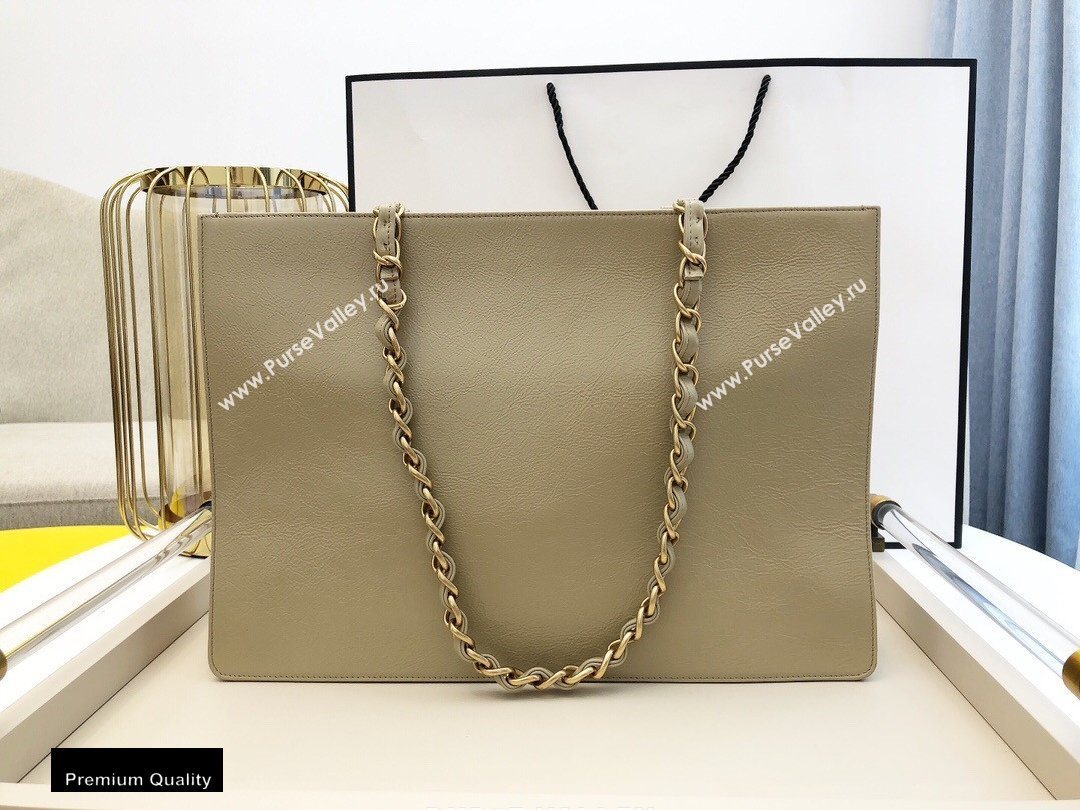 Chanel Shiny Aged Calfskin Horizontal Shopping Tote Bag AS1943 Beige 2020 (smjd-20091714)