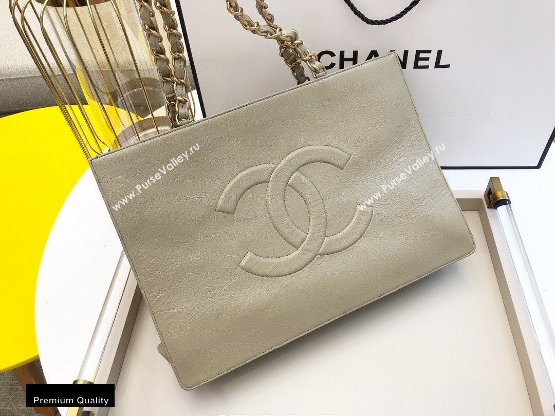 Chanel Shiny Aged Calfskin Horizontal Shopping Tote Bag AS1943 Beige 2020 (smjd-20091714)