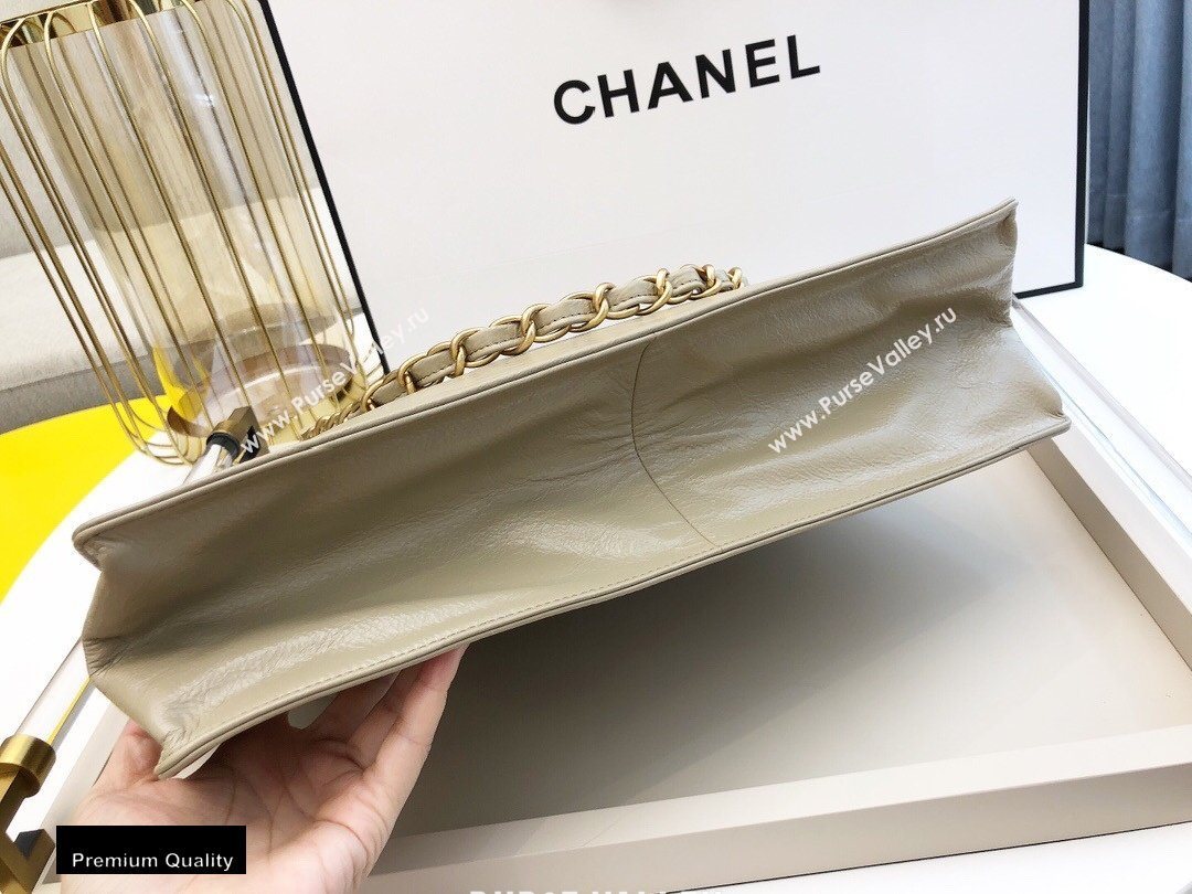 Chanel Shiny Aged Calfskin Horizontal Shopping Tote Bag AS1943 Beige 2020 (smjd-20091714)