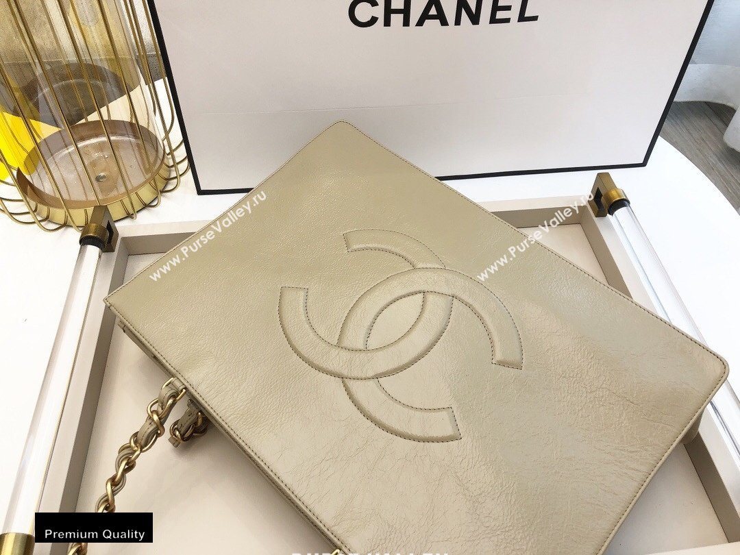 Chanel Shiny Aged Calfskin Horizontal Shopping Tote Bag AS1943 Beige 2020 (smjd-20091714)