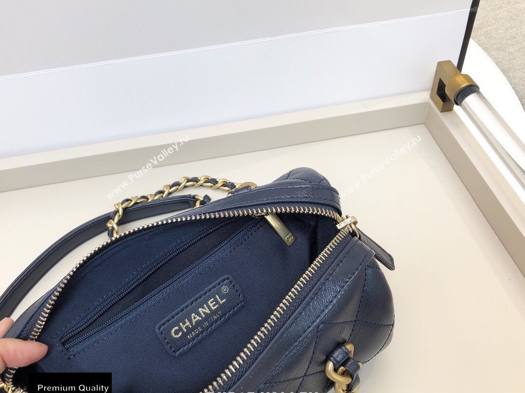Chanel Shiny Lambskin Small Bowling Bag AS1899 Navy Blue 2020 (smjd-20091730)