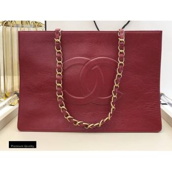 Chanel Shiny Aged Calfskin Horizontal Shopping Tote Bag AS1943 Dark Red 2020 (smjd-20091712)