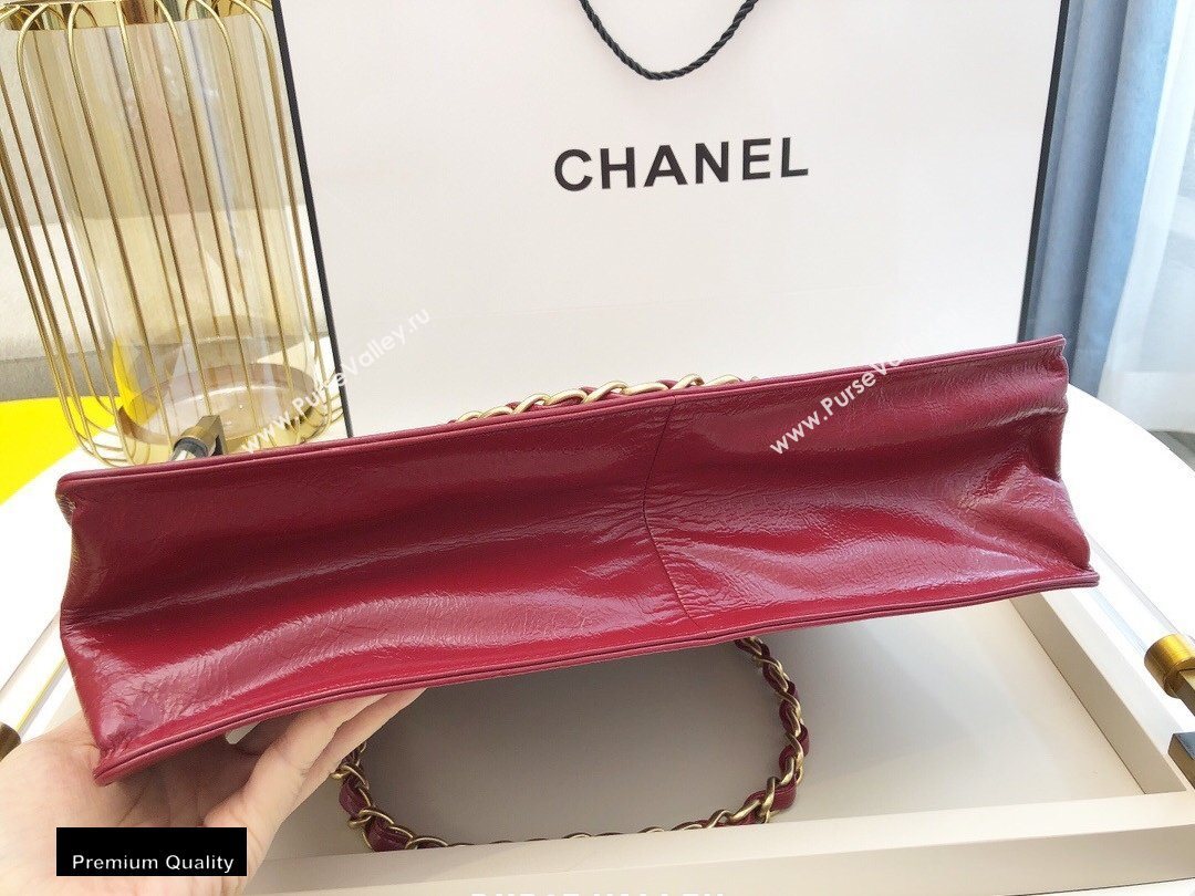 Chanel Shiny Aged Calfskin Horizontal Shopping Tote Bag AS1943 Dark Red 2020 (smjd-20091712)