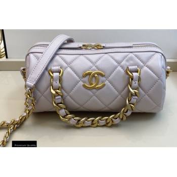 Chanel Shiny Lambskin Small Bowling Bag AS1899 Pale Pink 2020 (smjd-20091731)