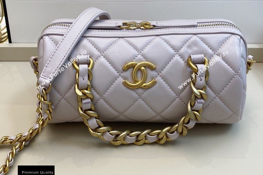 Chanel Shiny Lambskin Small Bowling Bag AS1899 Pale Pink 2020 (smjd-20091731)