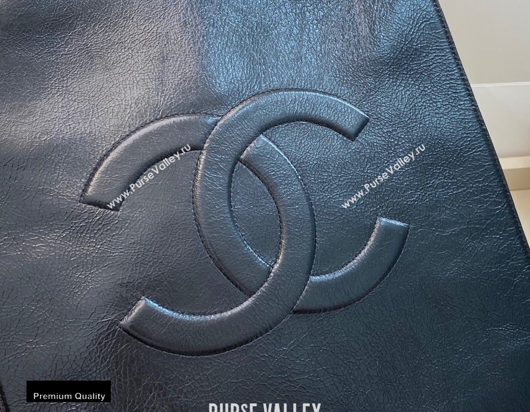 Chanel Shiny Aged Calfskin Vertical Shopping Tote Bag AS1945 Black 2020 (smjd-20091716)