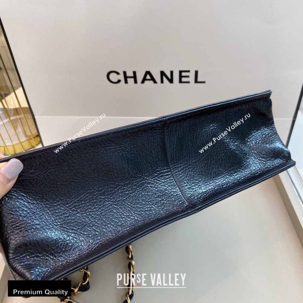 Chanel Shiny Aged Calfskin Vertical Shopping Tote Bag AS1945 Black 2020 (smjd-20091716)