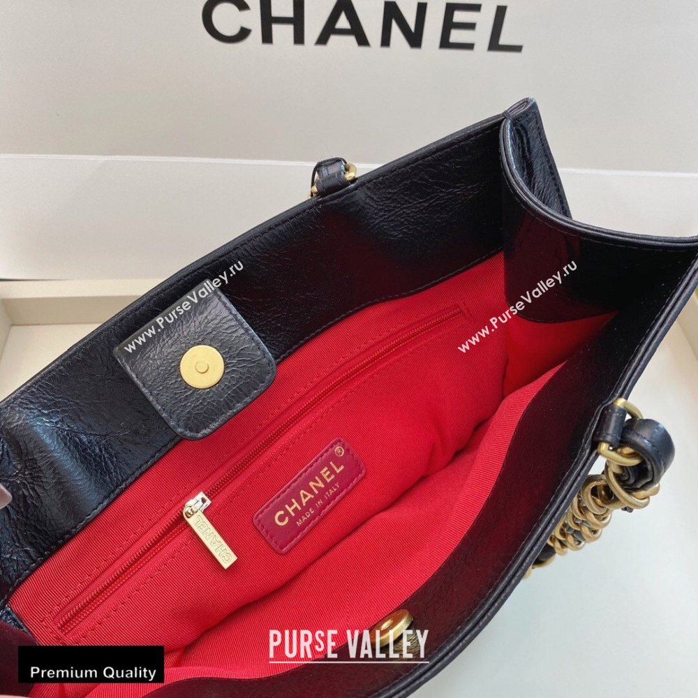 Chanel Shiny Aged Calfskin Vertical Shopping Tote Bag AS1945 Black 2020 (smjd-20091716)