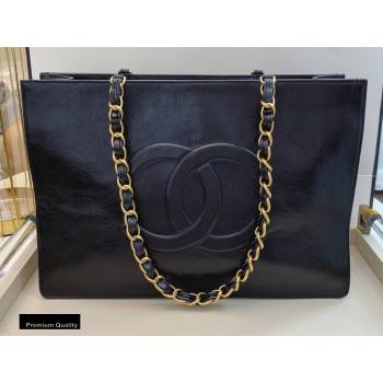 Chanel Shiny Aged Calfskin Horizontal Shopping Tote Bag AS1943 Black 2020 (smjd-20091711)