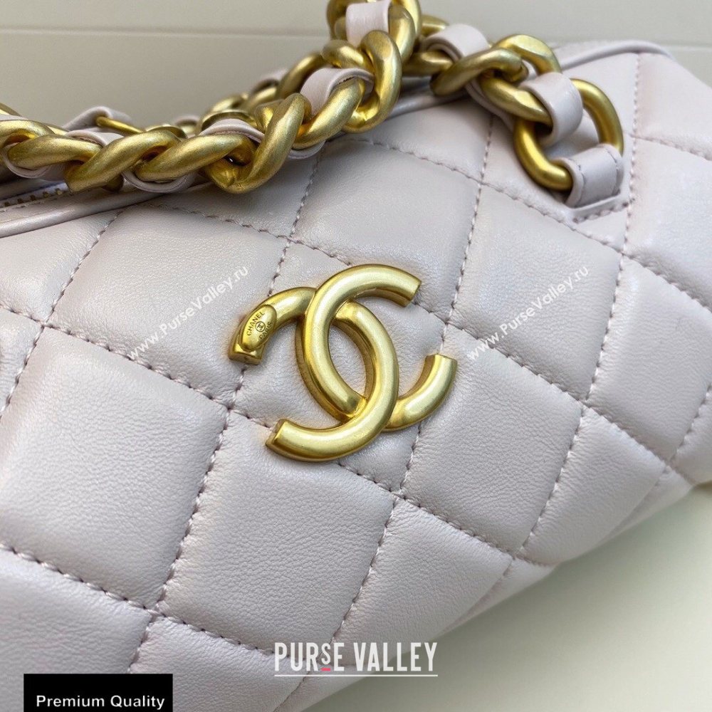 Chanel Shiny Lambskin Small Bowling Bag AS1899 Pale Pink 2020 (smjd-20091731)