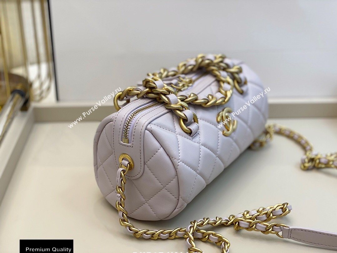 Chanel Shiny Lambskin Small Bowling Bag AS1899 Pale Pink 2020 (smjd-20091731)