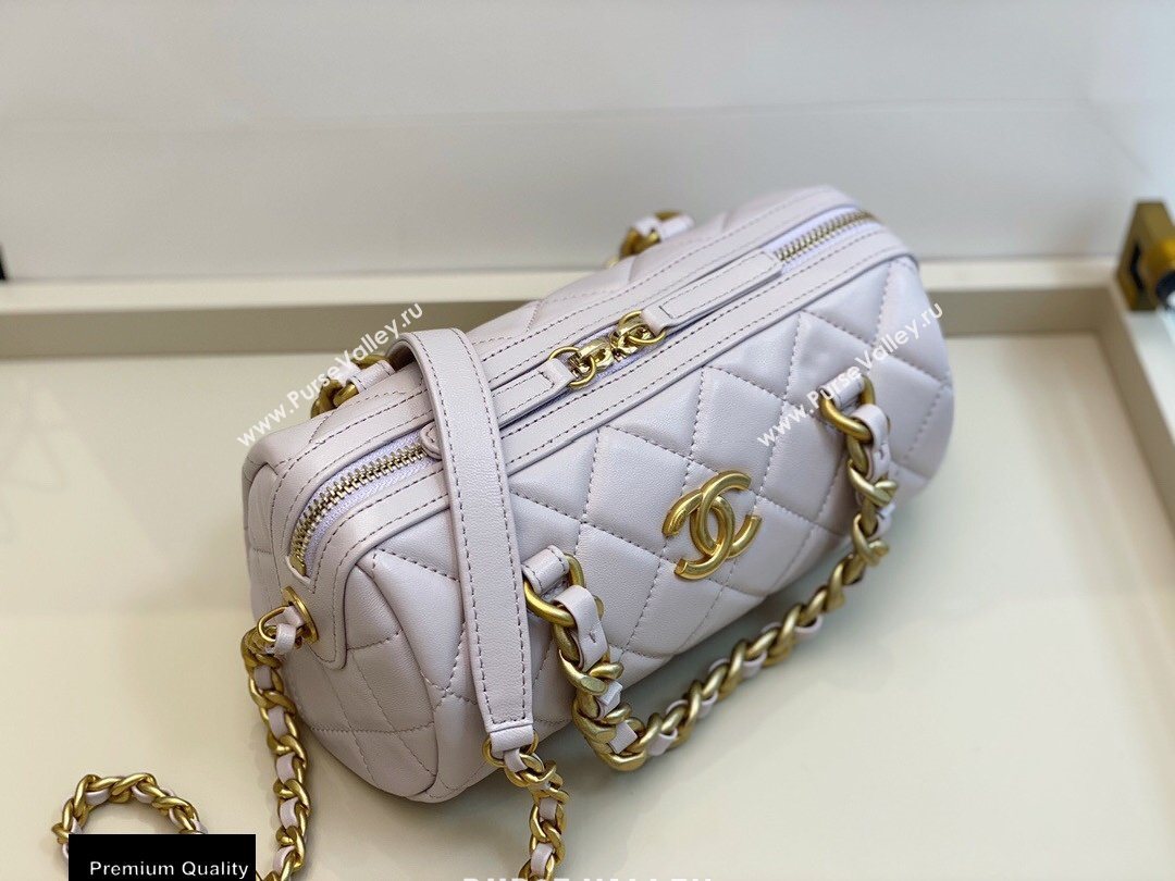 Chanel Shiny Lambskin Small Bowling Bag AS1899 Pale Pink 2020 (smjd-20091731)