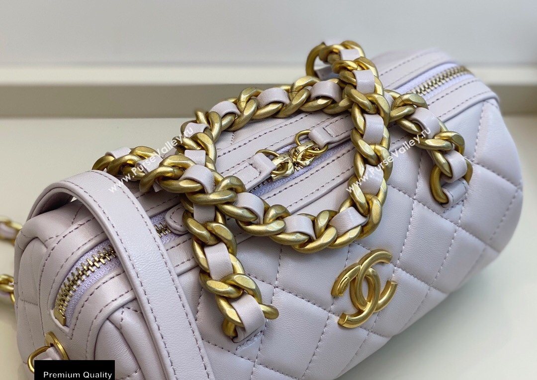 Chanel Shiny Lambskin Small Bowling Bag AS1899 Pale Pink 2020 (smjd-20091731)