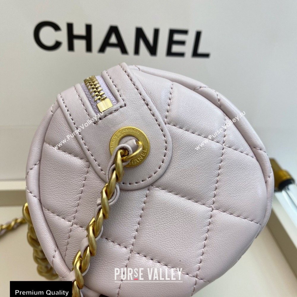 Chanel Shiny Lambskin Small Bowling Bag AS1899 Pale Pink 2020 (smjd-20091731)