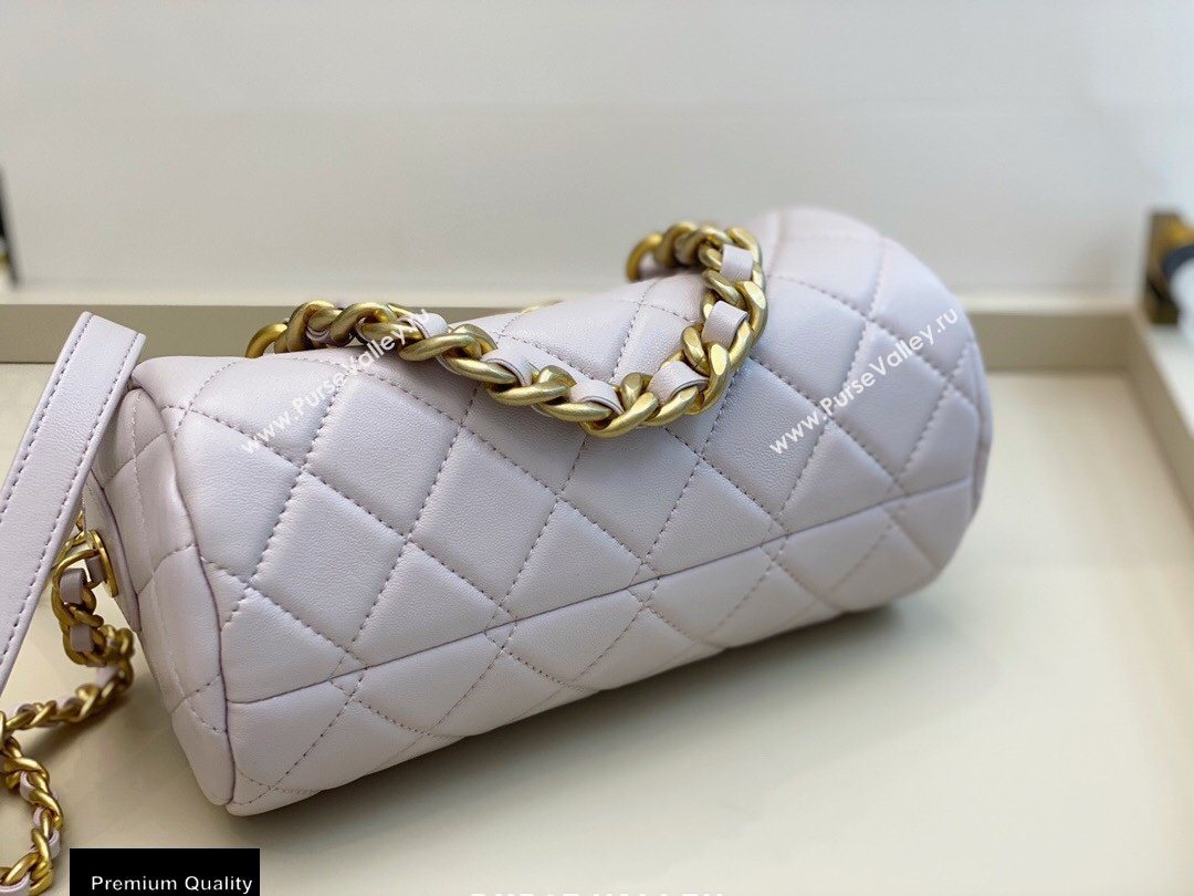 Chanel Shiny Lambskin Small Bowling Bag AS1899 Pale Pink 2020 (smjd-20091731)