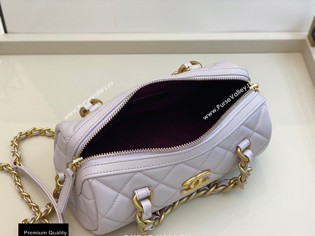 Chanel Shiny Lambskin Small Bowling Bag AS1899 Pale Pink 2020 (smjd-20091731)