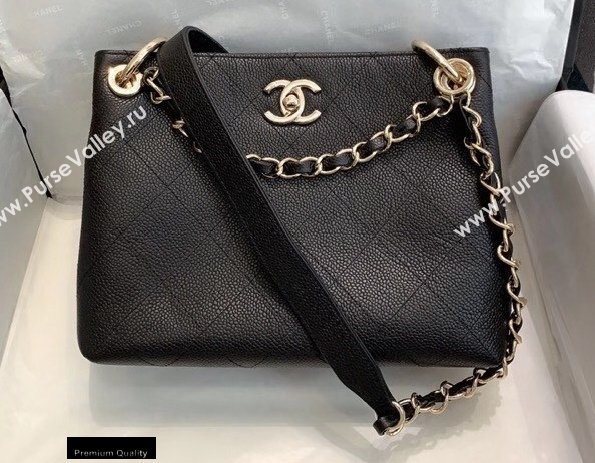 Chanel Caviar Leather Drawstring Bucket Bag Black 2020 (smjd-20091707)