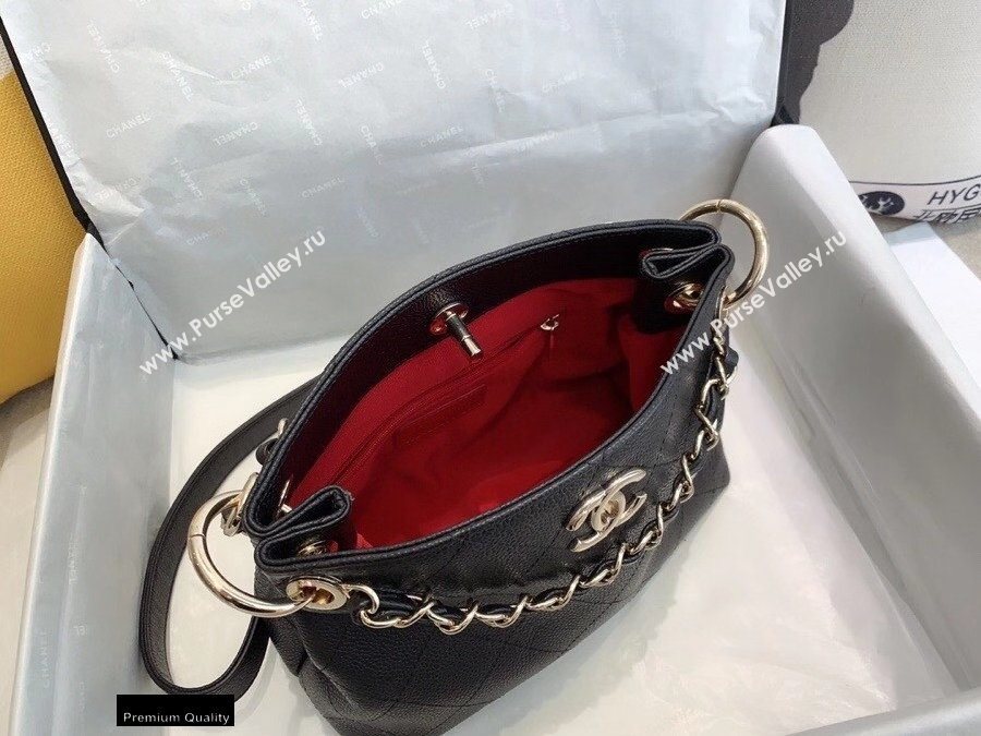 Chanel Caviar Leather Drawstring Bucket Bag Black 2020 (smjd-20091707)