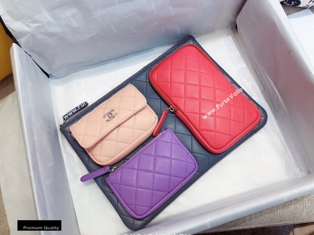 Chanel Pouch Clutch Bag with Multiple Pockets 1054 Gray/Red/Beige/Purple 2020 (smjd-20091824)