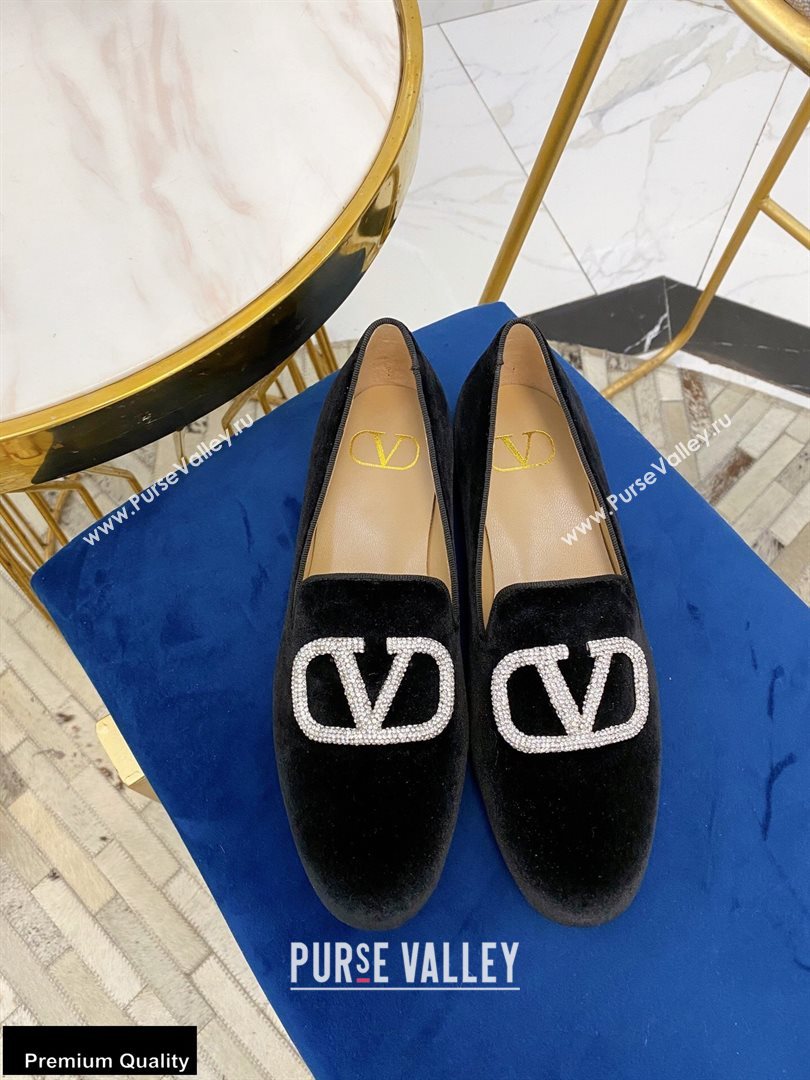 Valentino Vlogo Loafers Velvet Black 2020 (modeng-20092115)