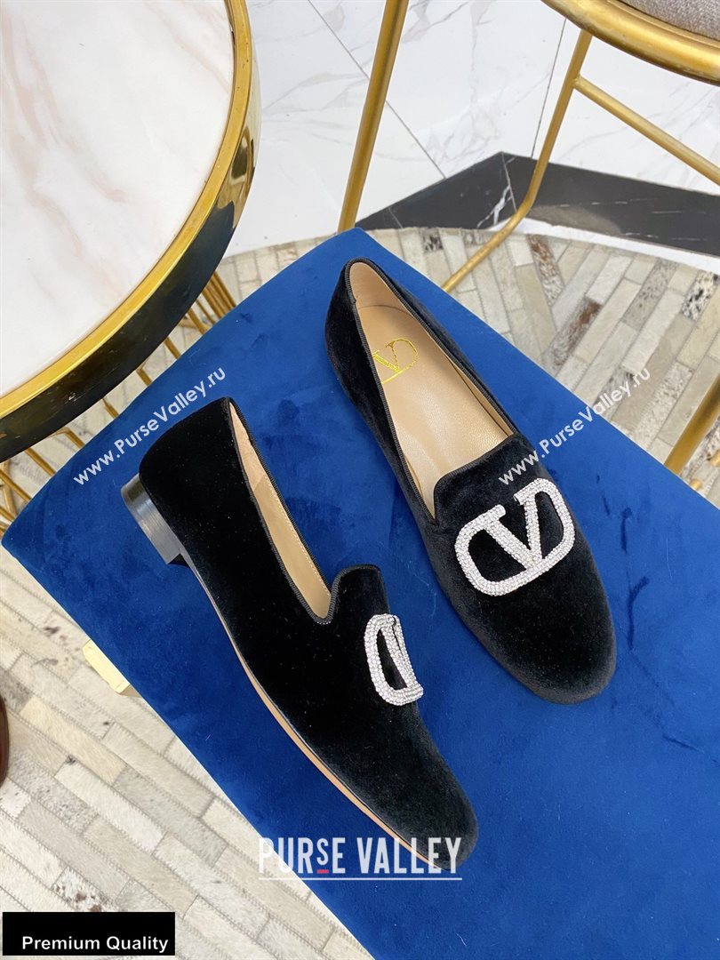 Valentino Vlogo Loafers Velvet Black 2020 (modeng-20092115)