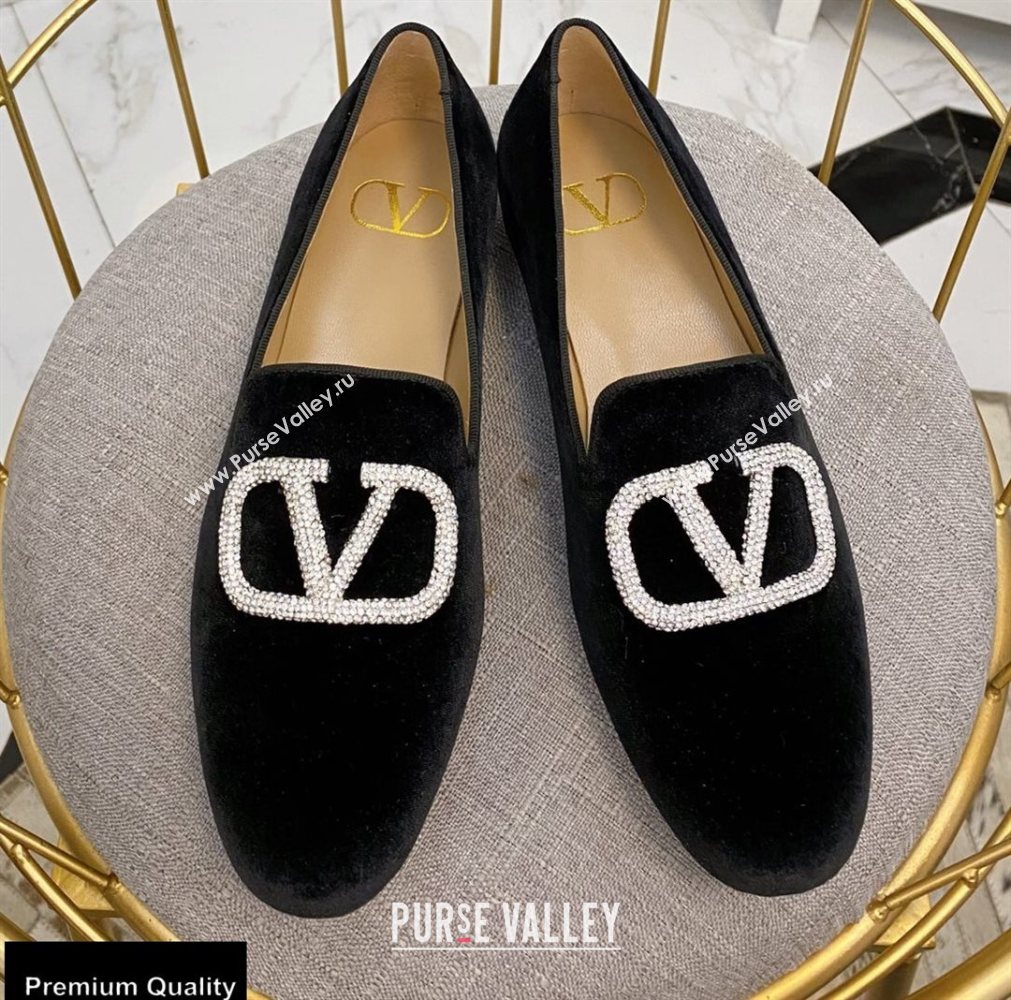 Valentino Vlogo Loafers Velvet Black 2020 (modeng-20092115)