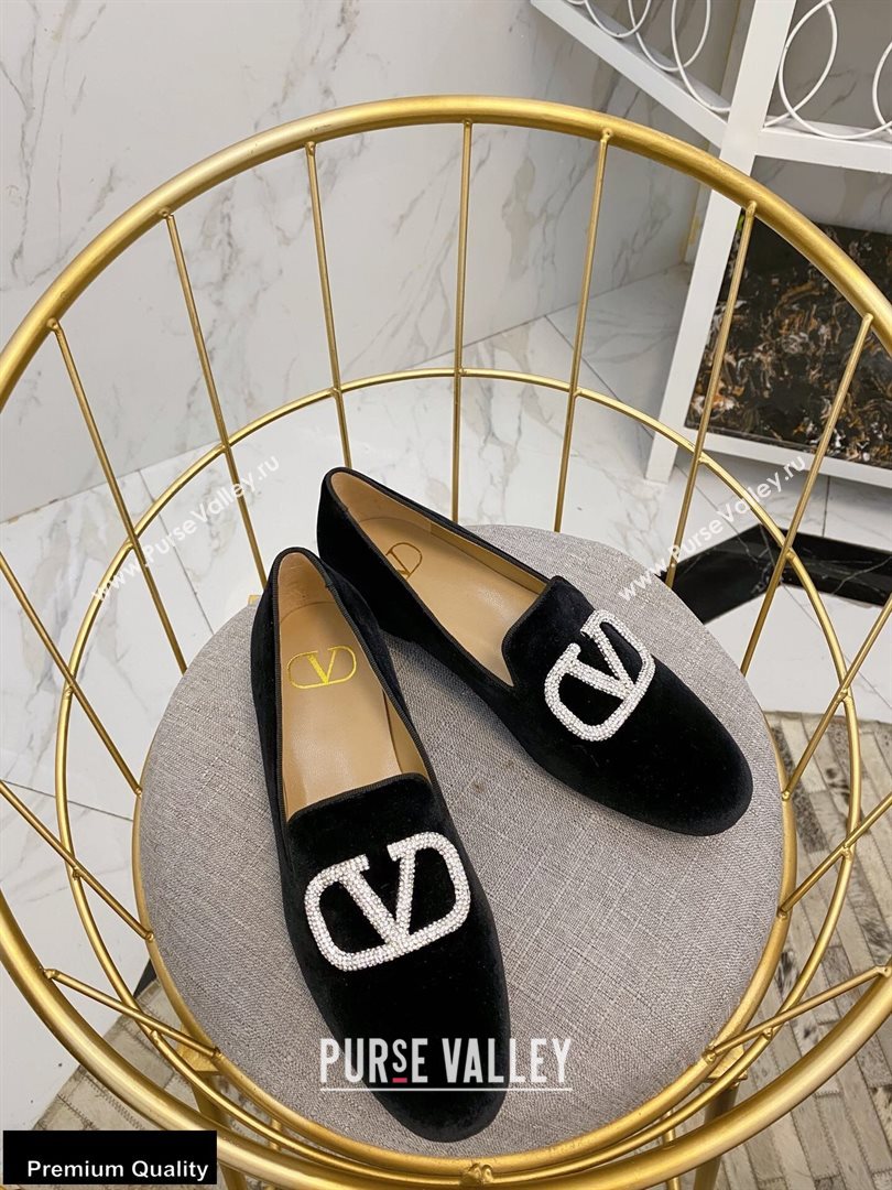 Valentino Vlogo Loafers Velvet Black 2020 (modeng-20092115)