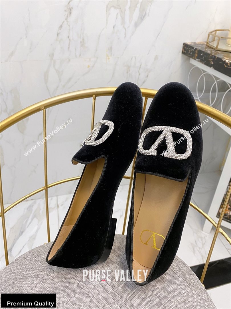 Valentino Vlogo Loafers Velvet Black 2020 (modeng-20092115)