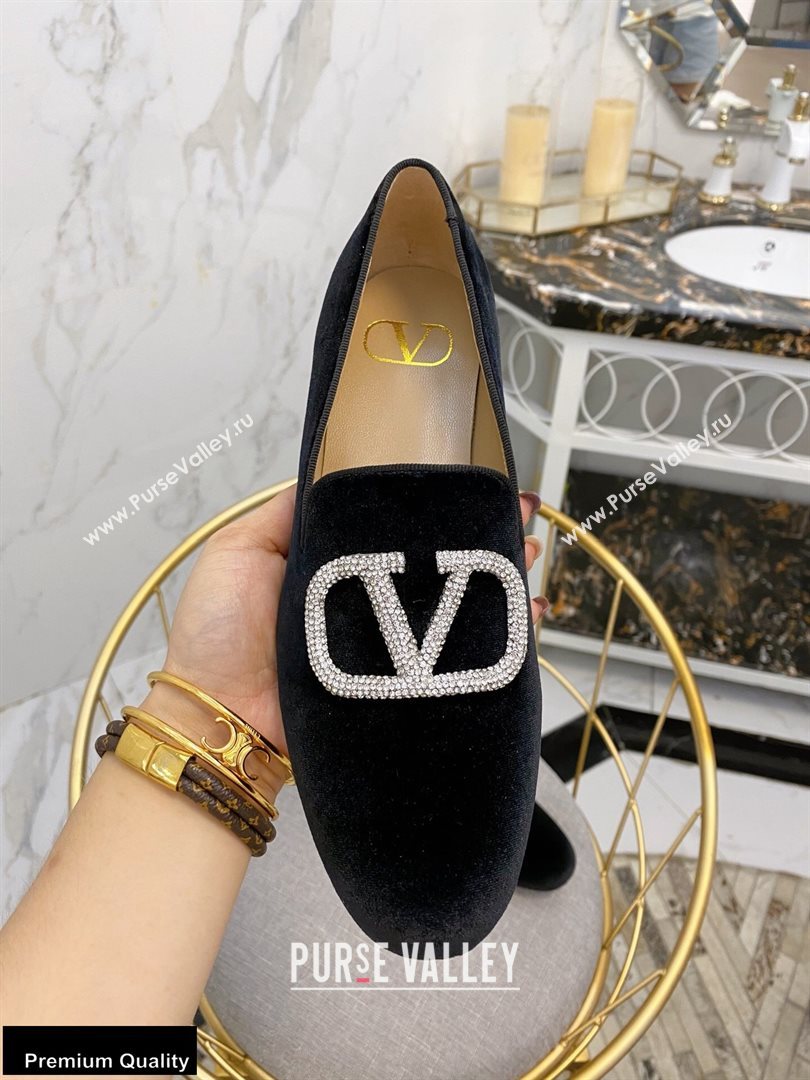 Valentino Vlogo Loafers Velvet Black 2020 (modeng-20092115)