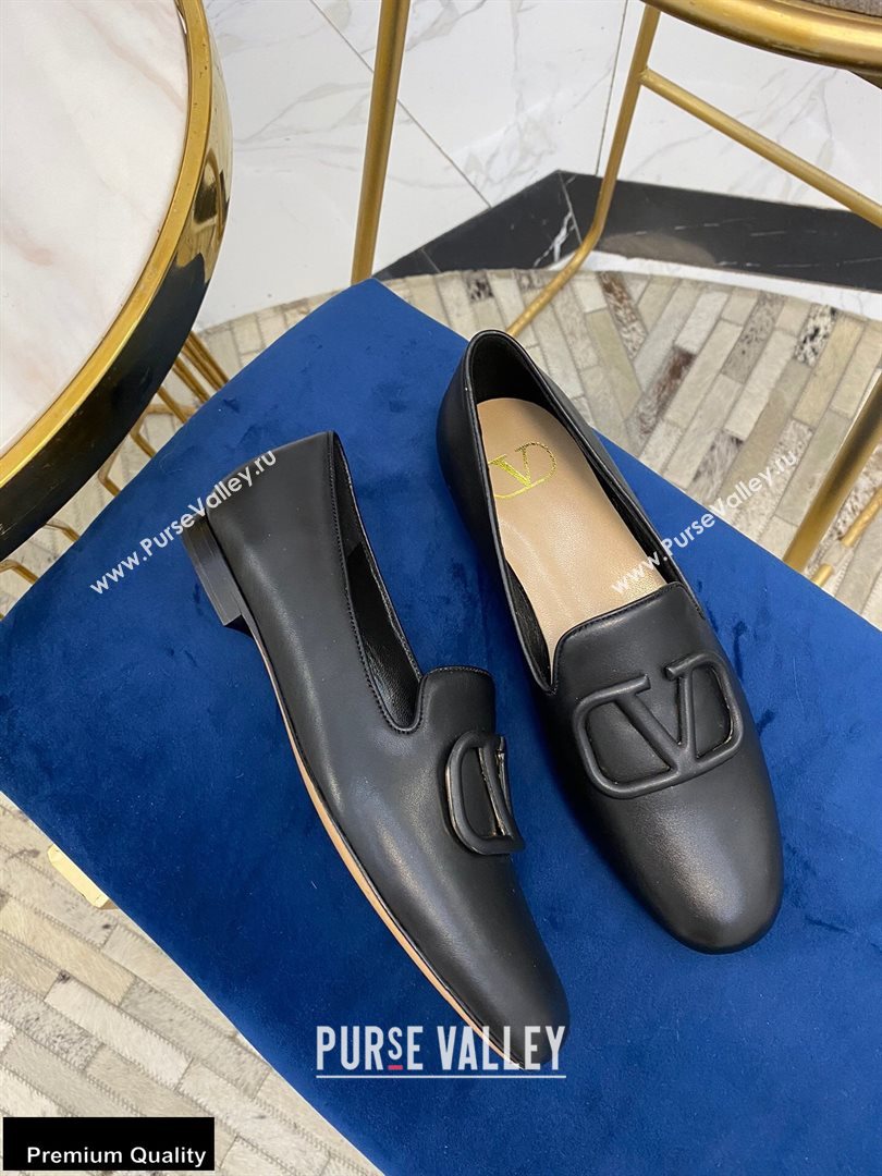 Valentino Vlogo Loafers Calfskin Black 2020 (modeng-20092118)