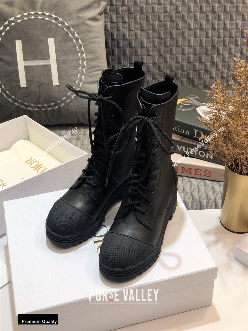 Dior Heel 3.5cm Rubber and Calfskin DiorIron Lace-up Boots Black 2020 (jincheng-200929)