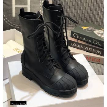 Dior Heel 3.5cm Rubber and Calfskin DiorIron Lace-up Boots Black 2020 (jincheng-200929)