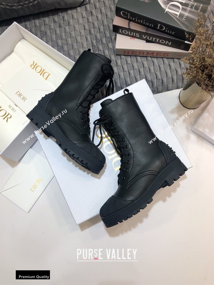 Dior Heel 3.5cm Rubber and Calfskin DiorIron Lace-up Boots Black 2020 (jincheng-200929)