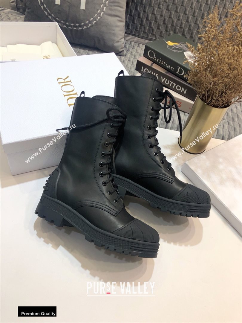 Dior Heel 3.5cm Rubber and Calfskin DiorIron Lace-up Boots Black 2020 (jincheng-200929)