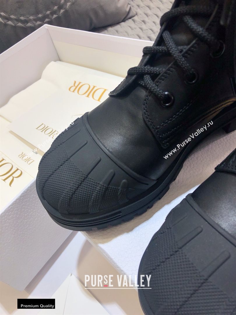 Dior Heel 3.5cm Rubber and Calfskin DiorIron Lace-up Boots Black 2020 (jincheng-200929)