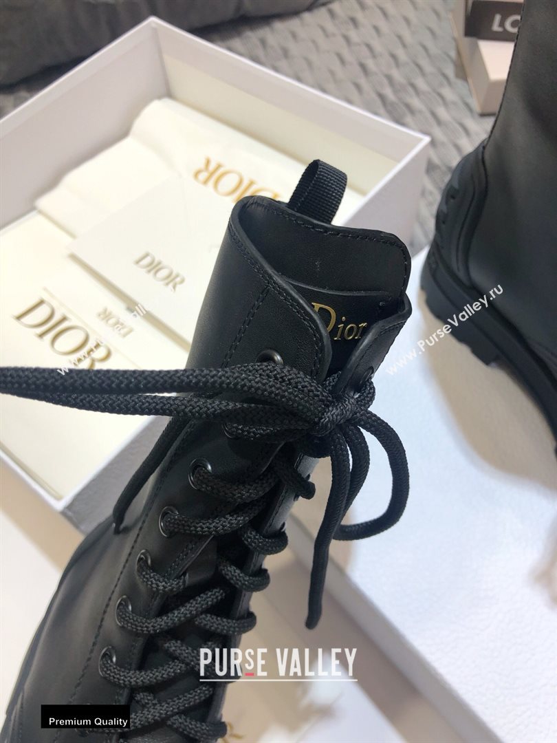 Dior Heel 3.5cm Rubber and Calfskin DiorIron Lace-up Boots Black 2020 (jincheng-200929)