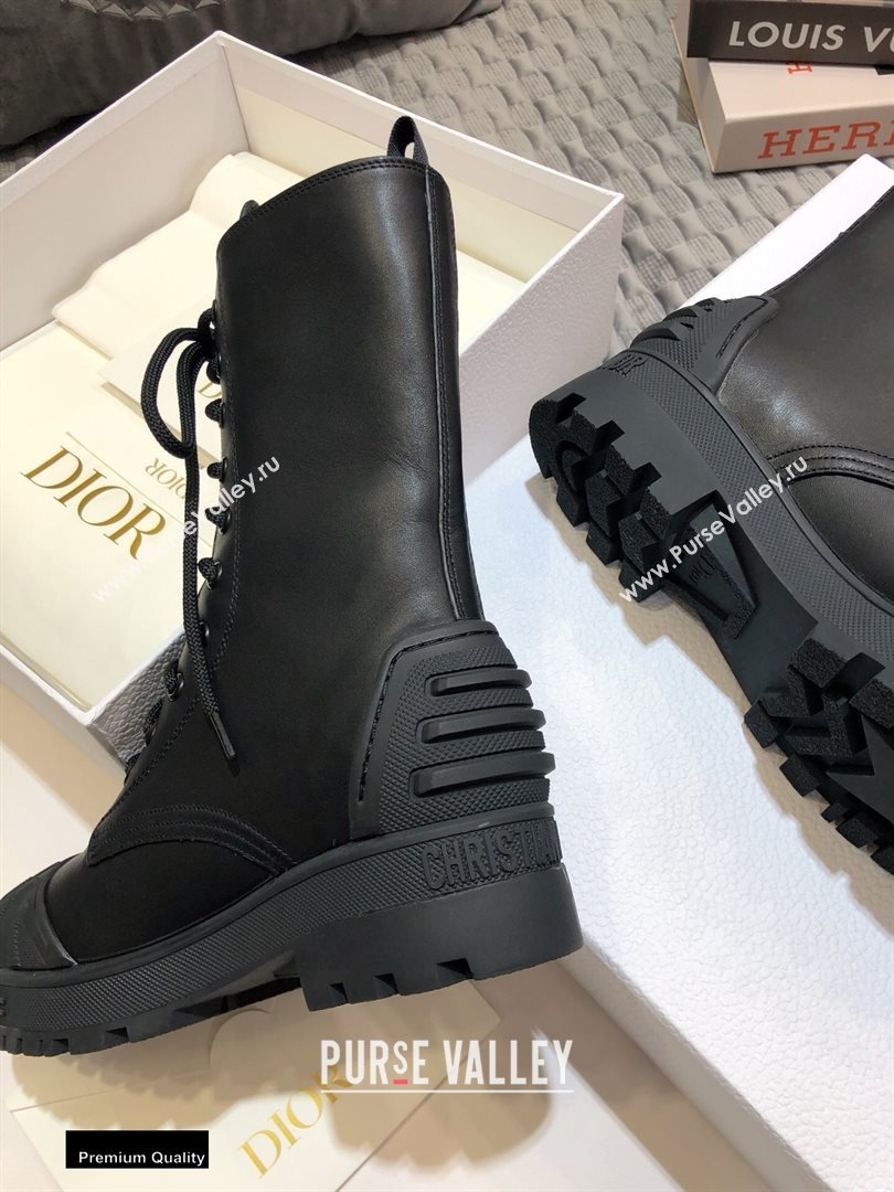Dior Heel 3.5cm Rubber and Calfskin DiorIron Lace-up Boots Black 2020 (jincheng-200929)