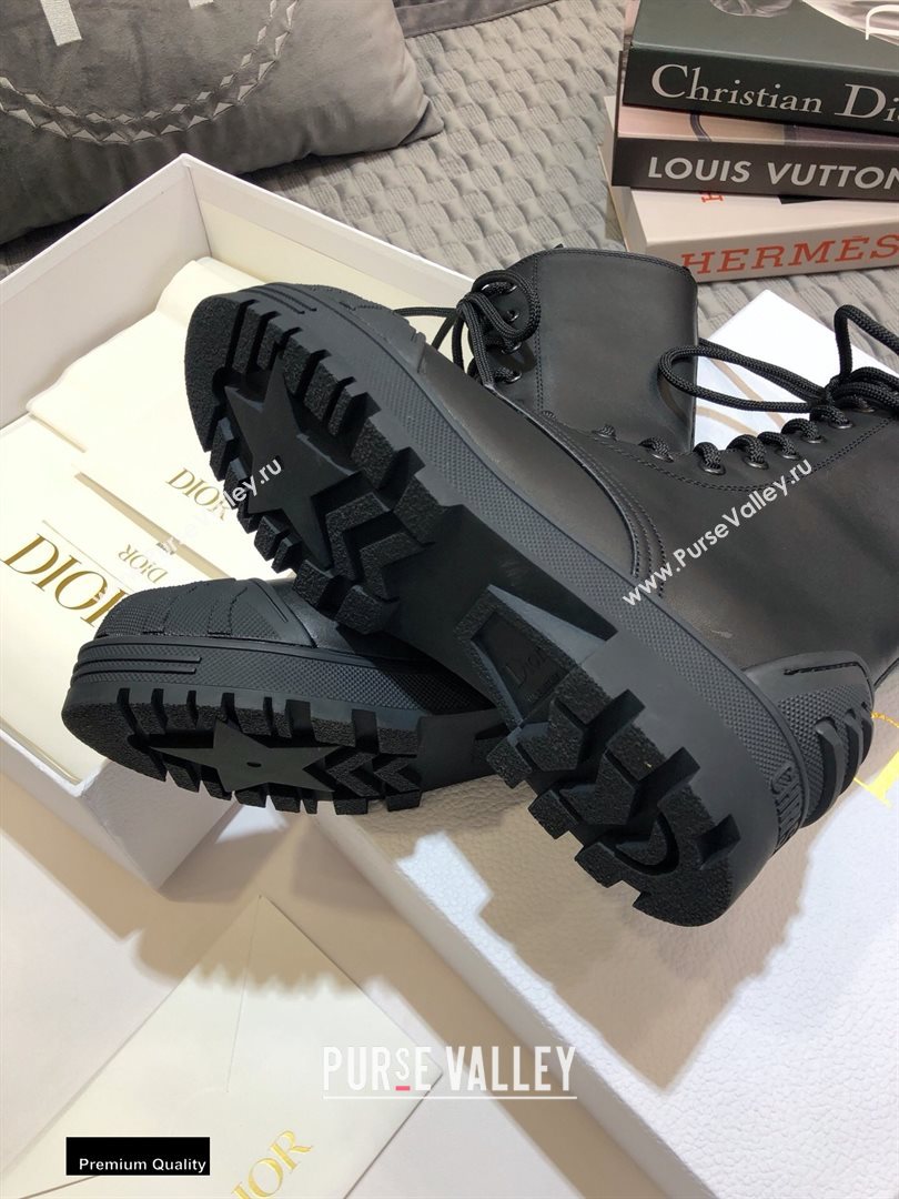 Dior Heel 3.5cm Rubber and Calfskin DiorIron Lace-up Boots Black 2020 (jincheng-200929)