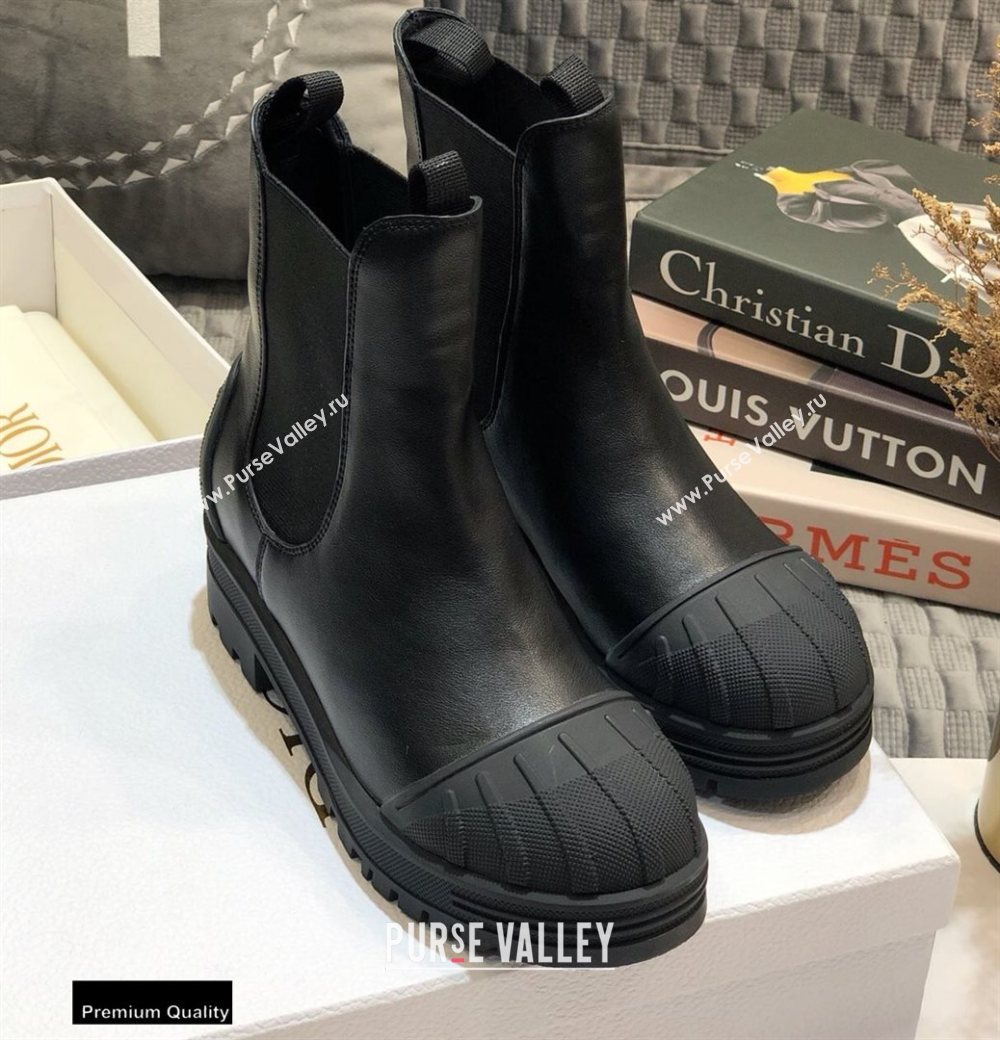 Dior Heel 3.5cm Rubber and Calfskin DiorIron Ankle Boots Black 2020 (jincheng-20092905)