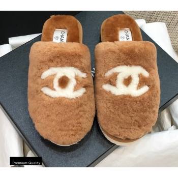 Chanel All Shearling Fur CC Logo Mules Brown 2020 (modeng-20092103)