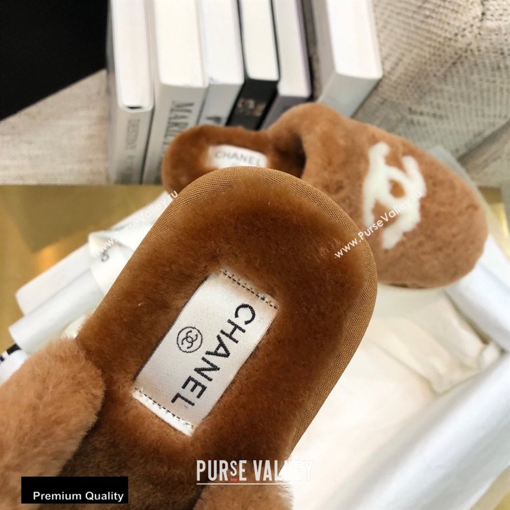 Chanel All Shearling Fur CC Logo Mules Brown 2020 (modeng-20092103)