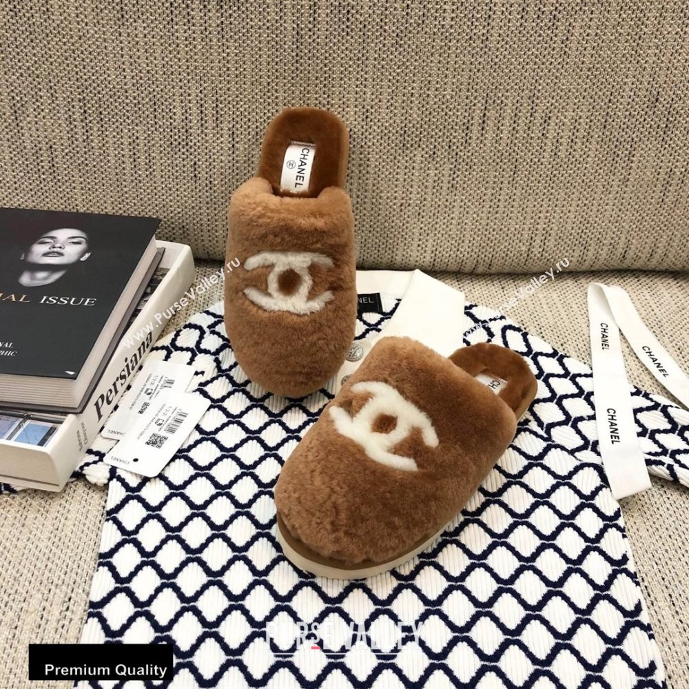 Chanel All Shearling Fur CC Logo Mules Brown 2020 (modeng-20092103)